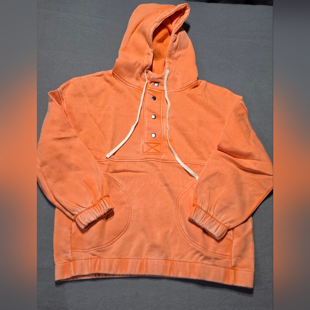 Zenana New In Bag Mineral Wash Women's Orange Hoodie PTP 22 - Size Small - Picture 2 of 4